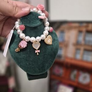 Betsey Johnson Pink and Gold Charm Bracelet